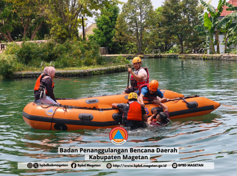 Jelang Peringatan Bulan PRB 2026, BPBD Magetan Gelar Pelatihan Pencarian, Pertolongan dan Evakuasi di Perairan bagi Relawan dan Personel TRC-P